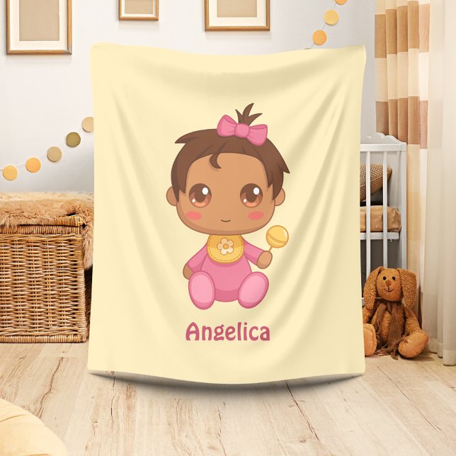 Baby Girl Pink Jumpsuit Custom Name Fleece Blanket (Creator Uploaded)