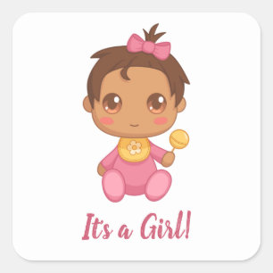 Baby Girl Pink Jumpsuit Custom Text Square Sticker