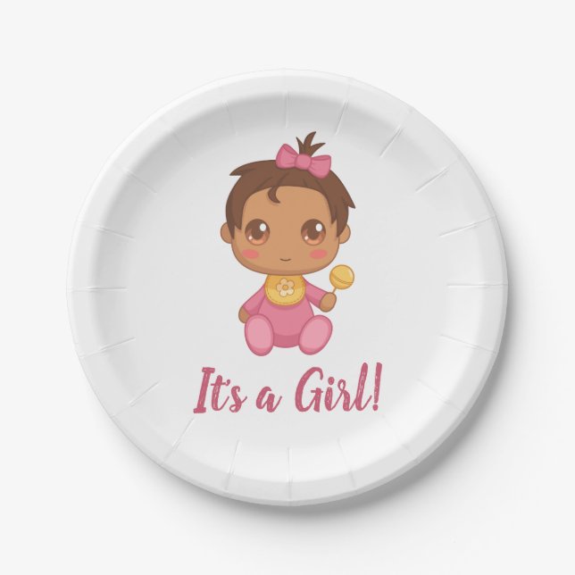 Baby Girl Pink Jumpsuit Paper Plate (Front)