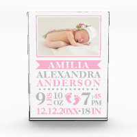 BABY Girl Pink Keepsake Name Birth Date PHOTO