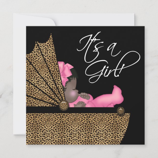 Baby Girl Pink Leopard Baby Shower Invitation (Front)