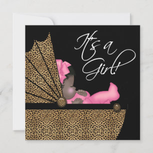 Baby Girl Pink Leopard Baby Shower Invitation
