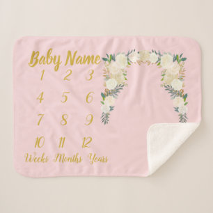Baby Girl Pink Milestone Blanket Personalised Gift