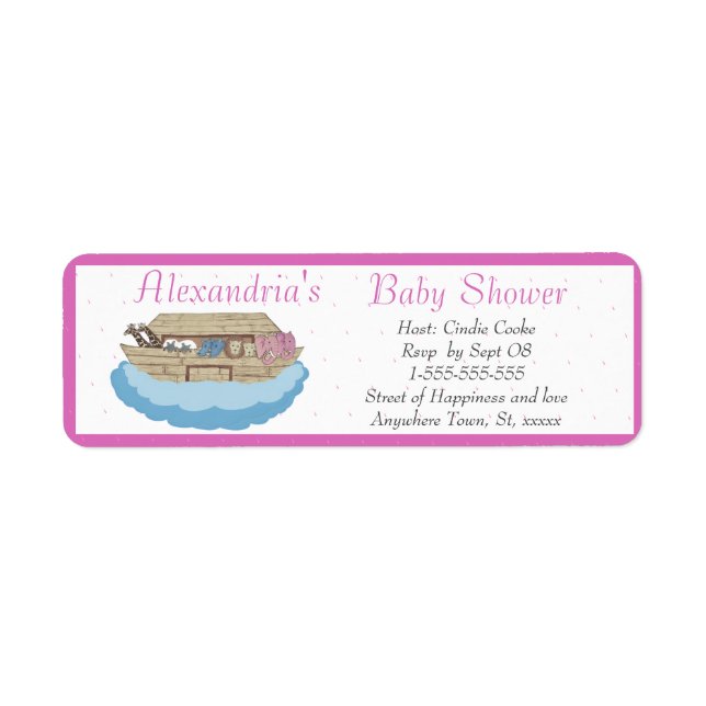 Baby Girl Pink Noah's Ark Baby Shower Invitation (Front)