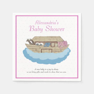 Baby Girl Pink Noah's Ark Baby Shower Invitation Napkin