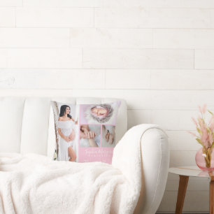 Baby Girl Pink Photo Keepsake Throw Pillow