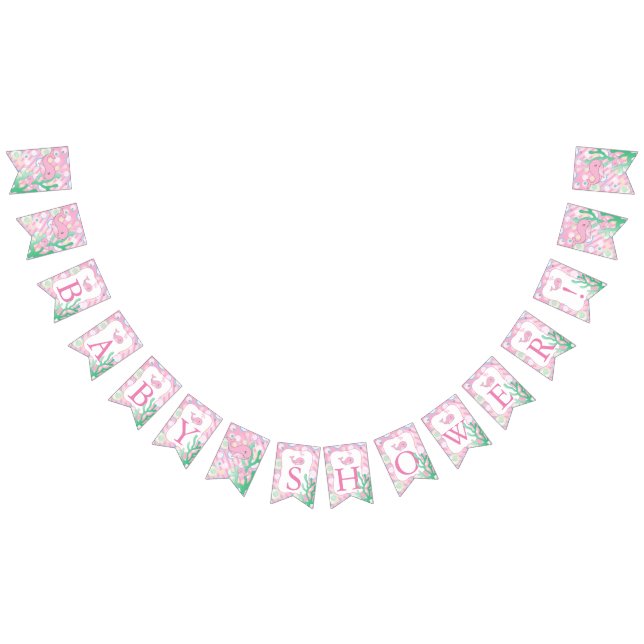Baby Girl Pink Polka Dotted Whale Baby Shower Bunting (All)