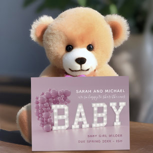 Baby Girl Pink Pregnancy Announcement Postcard