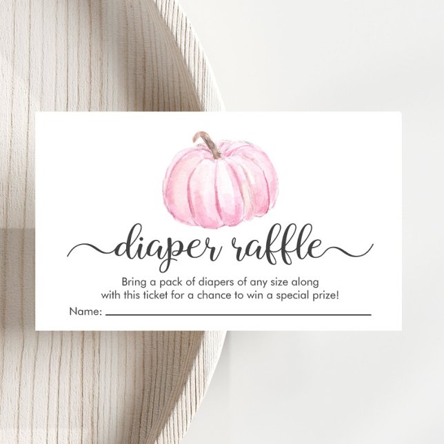 Baby Girl Pink Pumpkin Diaper Raffle Shower Enclosure Card (Creator Uploaded)