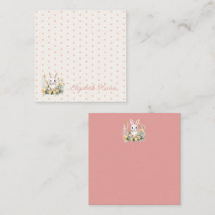 Baby Girl Pink Rabbit and Flowers Enclosure Card