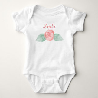 Baby Girl Pink Rose Personalised Bodysuit