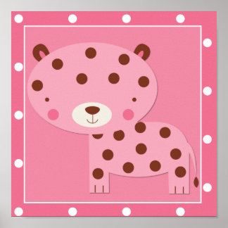 Baby Girl Pink Safari Leopard Poster
