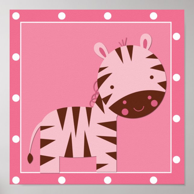 Baby Girl Pink Safari Zebra Poster (Front)