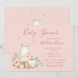 Baby Girl Pink Script Cute Elegant Baby Invitation