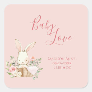 Baby Girl Pink Script Cute Elegant Baby Square Sticker