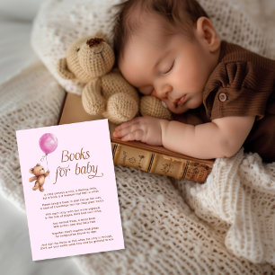Baby Girl Pink Teddy Bear Books for Baby Enclosure Card