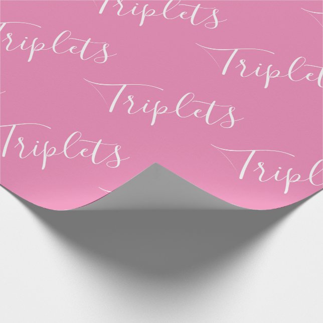 Baby Girl Pink Triplet Girls Script Wrapping Paper (Corner)