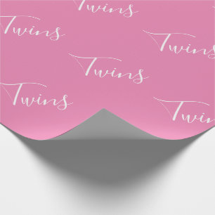 Baby Girl Pink Twin Girls Script  Wrapping Paper
