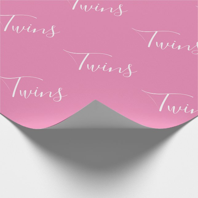 Baby Girl Pink Twin Girls Script  Wrapping Paper (Corner)