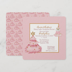 Baby Girl Pink White Christmas Tree Shower Invitation