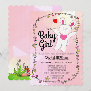 Baby Girl - Pink with Bunny Baby Shower Card