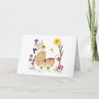 Baby Girl Pressed Flowers Design Card