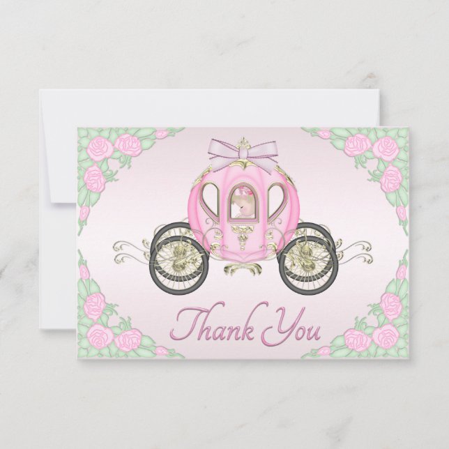 Baby Girl Princess Coach and Roses Pink Thank You (Front)