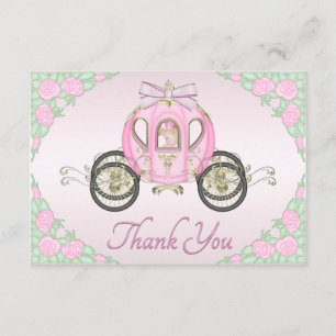 Baby Girl Princess Coach and Roses Pink Thank You Card