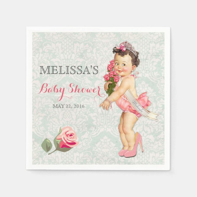 Baby Girl Princess Tiara Roses Crown Napkin (Front)