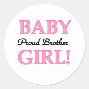Baby Girl Proud Brother Classic Round Sticker