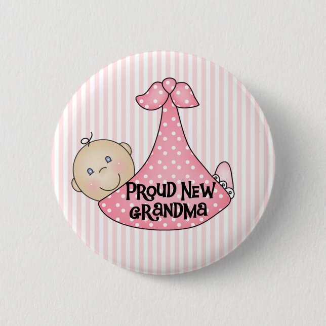 Baby Girl Proud Grandma 6 Cm Round Badge (Front)