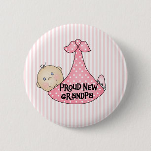 Baby Girl Proud Grandpa 6 Cm Round Badge