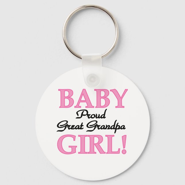 Baby Girl Proud Great Grandpa Key Ring (Front)