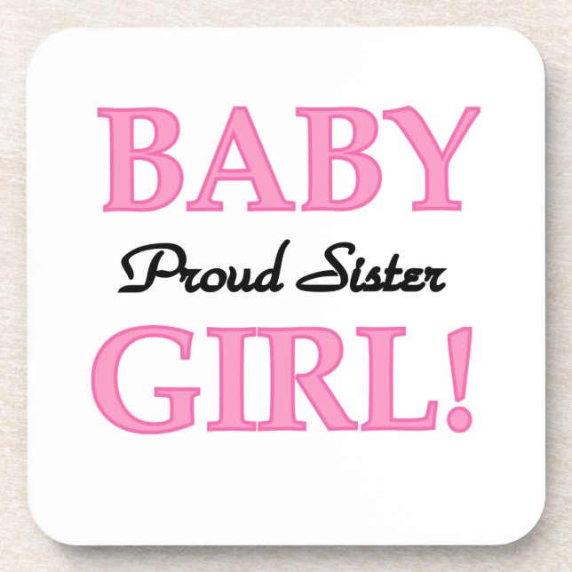 Baby Girl Proud Sister Gifts Coaster (Front)