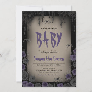 Baby Girl Purple Halloween Baby Shower Invitation