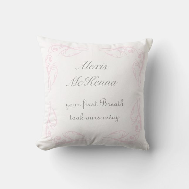 Baby Girl Quote Keepsake Throw Pillow (Front)