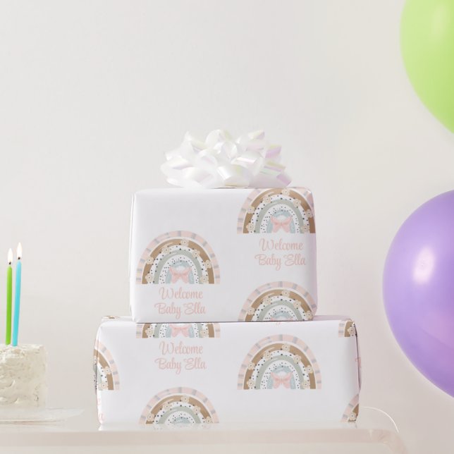Baby Girl Rainbow baby Shower gift wrap (Party Gifts)