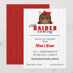 Baby Girl Red Horse Baby Shower Invitation