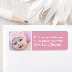Baby Girl Rose Pink Photo Return Address
