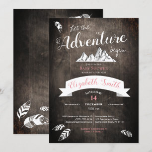 Baby girl Rustic adventure babyshower Invitation