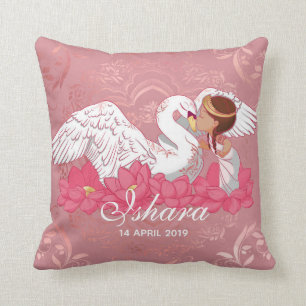 Baby Girl Saraswati with White Swan and lotus Cushion