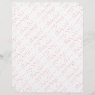 Baby Girl Script in Light Pink Scrapbooking Paper