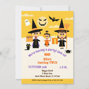 Baby girl second birthday Halloween Invitation