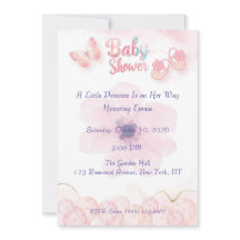 Baby Girl Shoes Baby Shower Invitation | Pink Wate