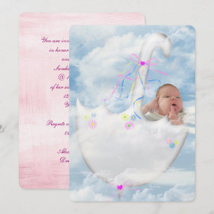 Baby Girl Shower-baby in clouds Invitation