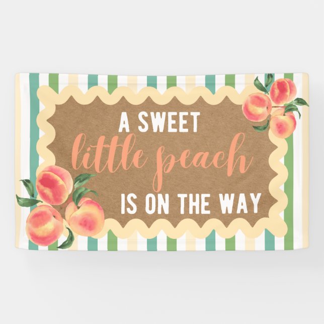 Baby Girl Shower Banner Peach Theme Party Backdrop (Horizontal)