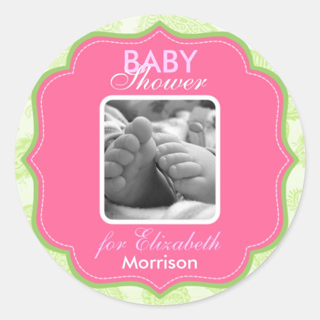 Baby Girl Shower Classic Round Sticker (Front)