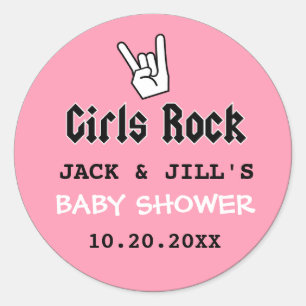 BABY GIRL SHOWER CONCERT TICKET INVITATION CLASSIC ROUND STICKER