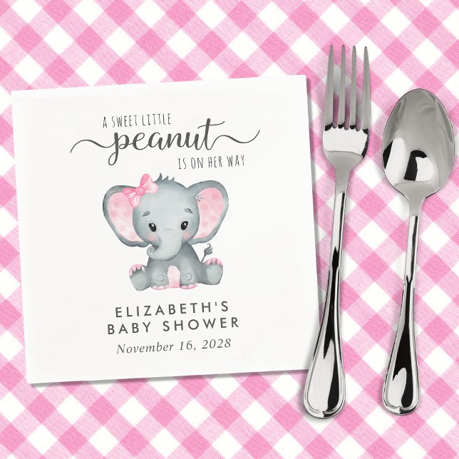Baby Girl Shower Cute Elephant Napkin (Creator Uploaded)