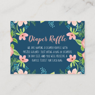 Baby Girl Shower Diaper Raffle Boho Floral Modern Enclosure Card